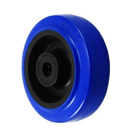Durastar Wheel, 4" X 1.25" X12Mm Elastic Rubber, Glass-Filled Nylon Wheel (Blue, 414ERN21U